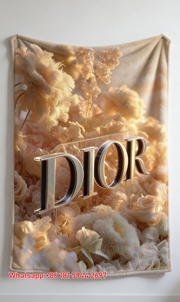 Dior Metallic Floral Flannel Sofa Throw Blanket D060